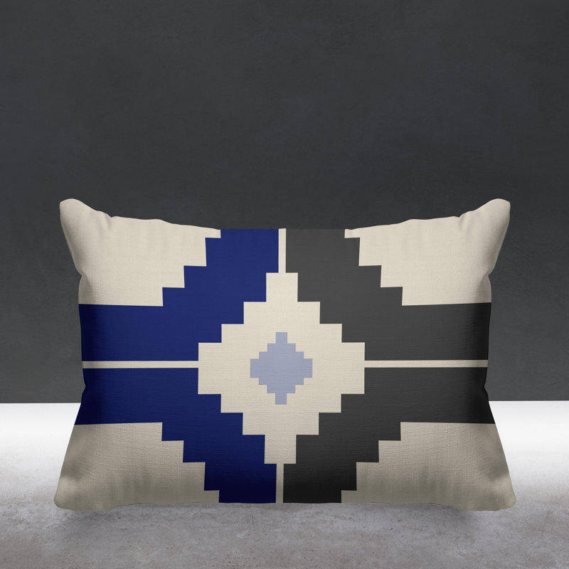Coussin intérieur / extérieur Kele Southwestern, Bleu marine