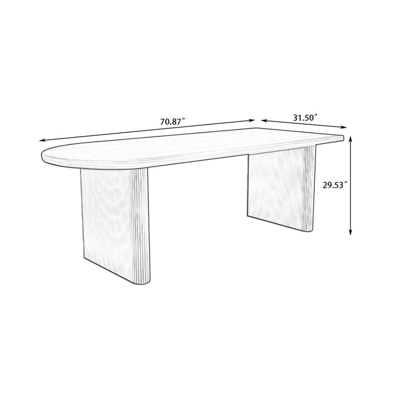 Table de salle à manger en bois massif Burlywood pour salle à manger / cuisine, H 29,53 po x L 70,87 po x l 31,5 po