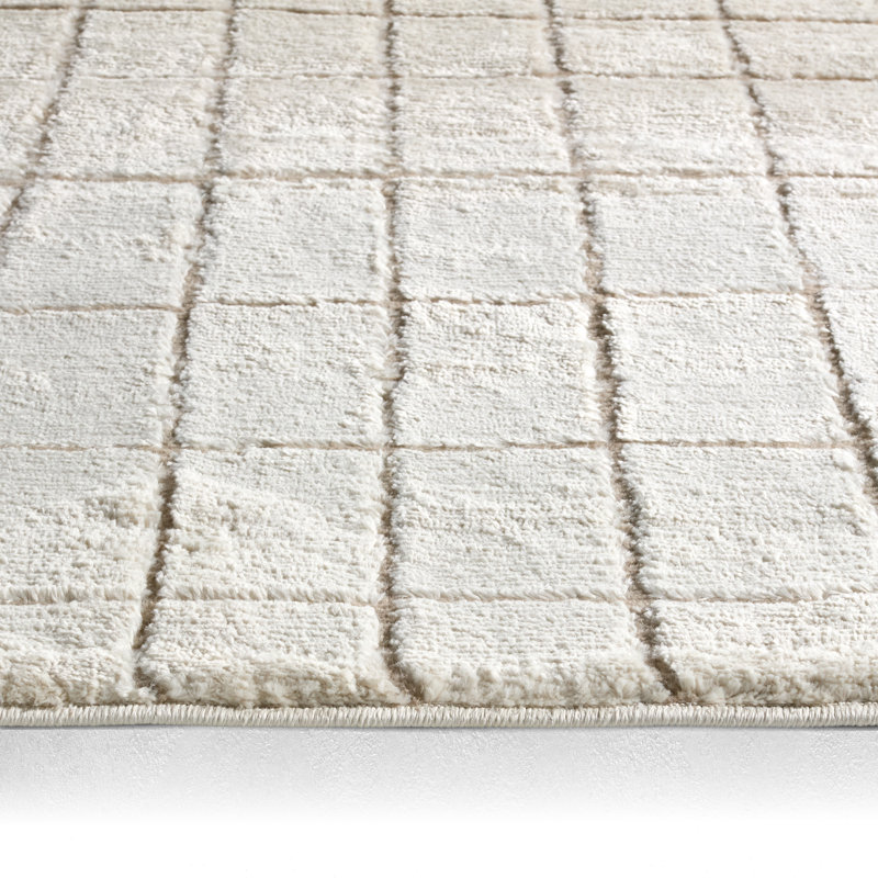 Tapis rayé blanc / brun clair Vibe par Latitude Run® Anton (9 pi 6 po x 13 pi 6 po), Rectangle 7 pi 6 po x 9 pi 6 po