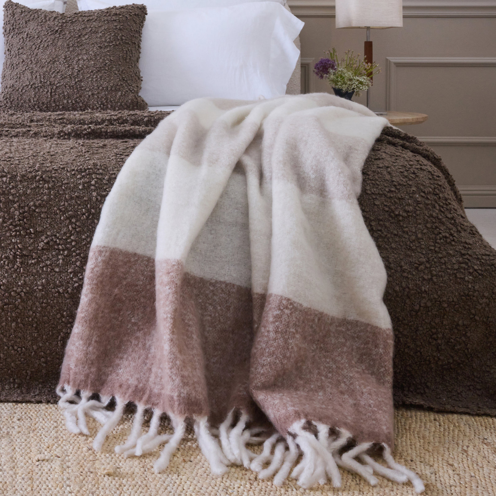 WHISTLER Hand Woven Throw Blanket, Brown