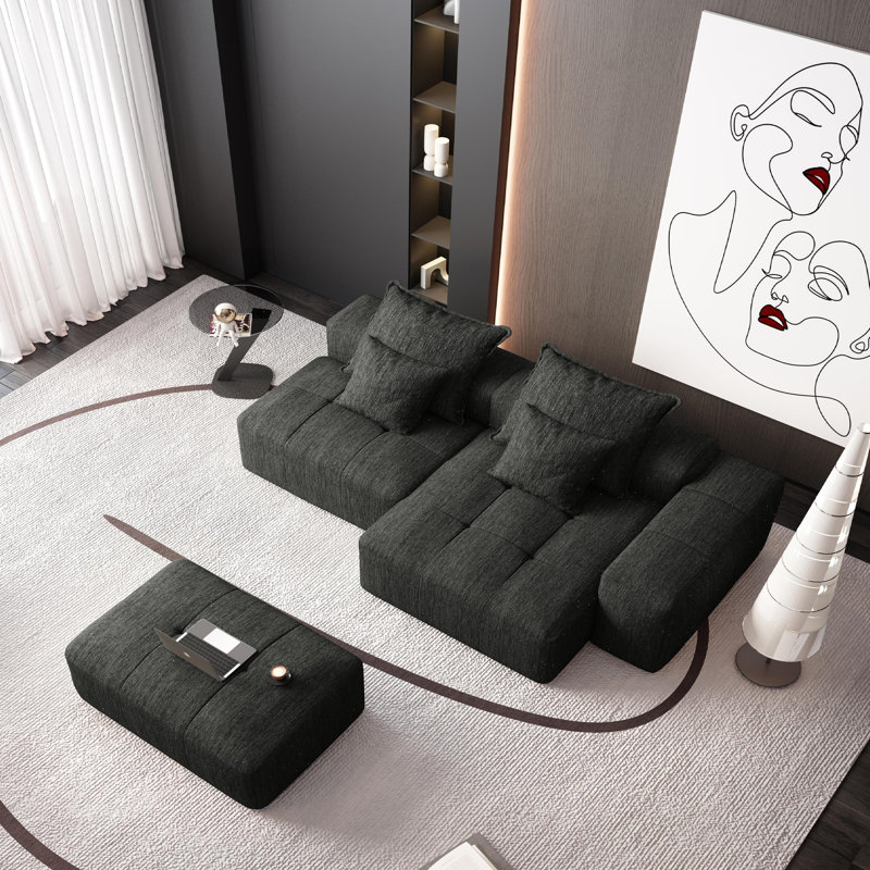 Modern Oversized Modular Sectional Sofa, Black
