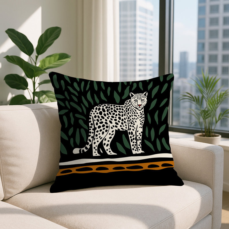 Oreiller carré réversible intérieur / extérieur Hota Leopard, Carré 16 po, Orange