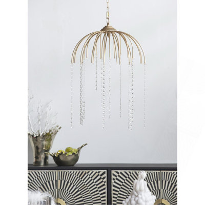 D20x29" Vintage Glamour with Raining Glass Beads Chandelier