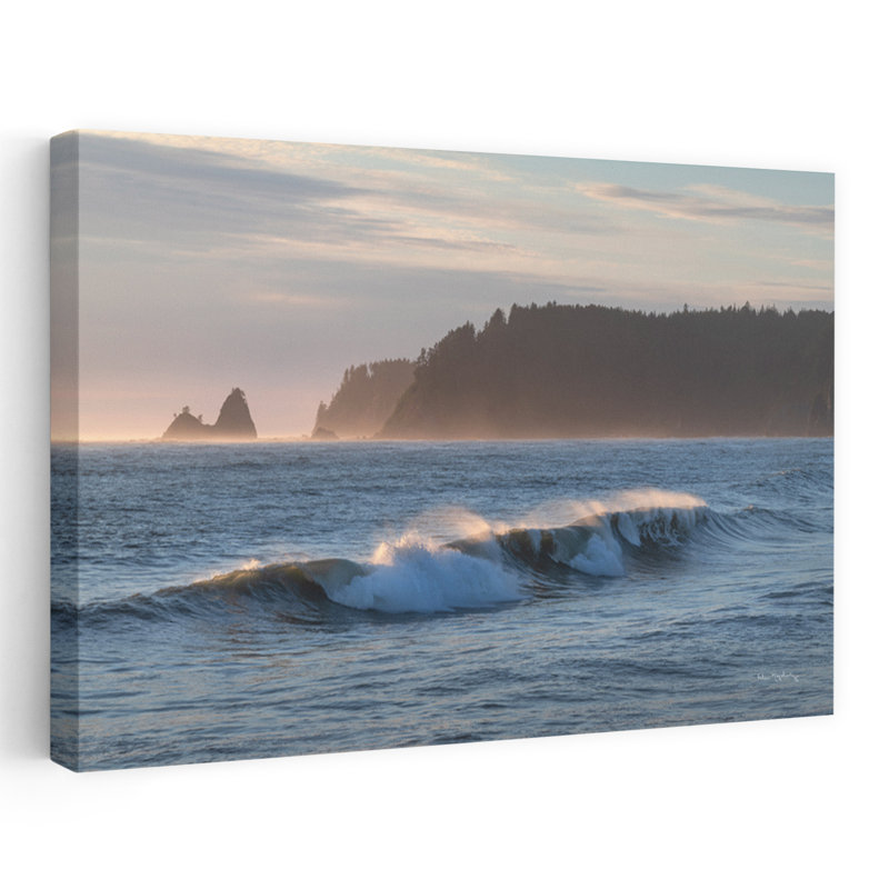 Plage du Rialto, vagues, bord de mer, bleu, gris, blanc, parc national olympique, péninsule olympique, H 48 po x l 32 po