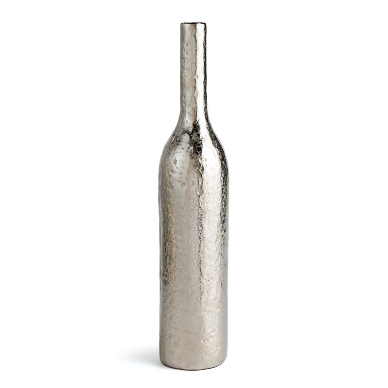 Handmade Aluminum Table Vase, Silver, 24" H x 5" W x 5" D