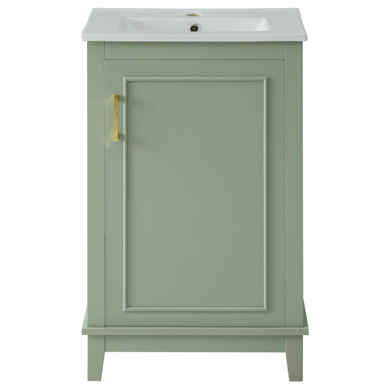 20 Inch Small Bathroom Vanity, Green, Gold