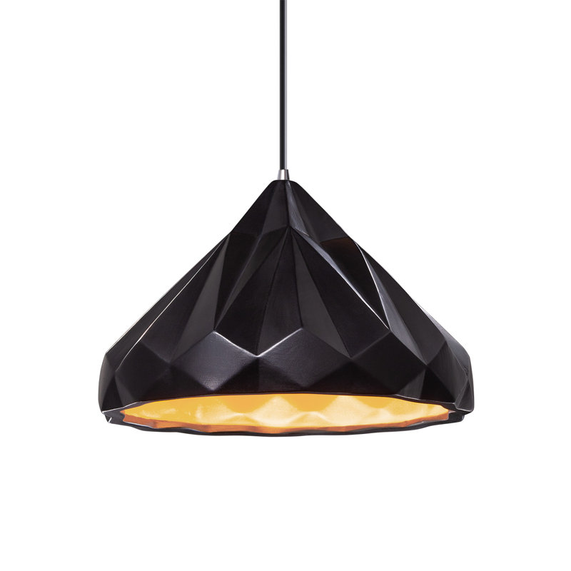 Luminaire suspendu géométrique 1 lumière Cattier, Chrome poli, Or champagne