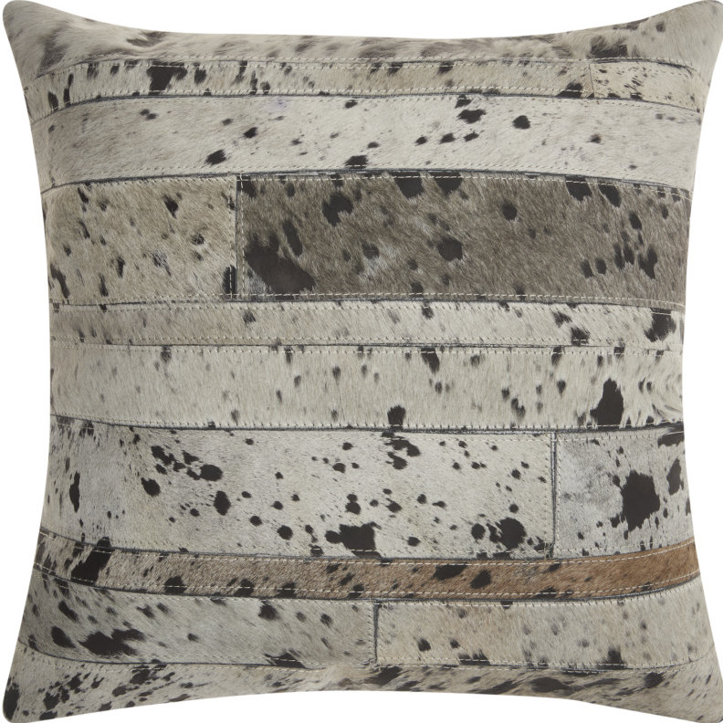 Coussin décoratif en cuir Havza, Argent
