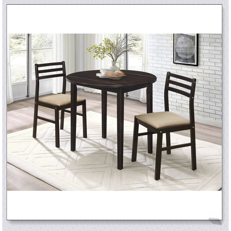 Ensemble repas 3 pièces cappuccino et brun clair avec abattant, parfait pour les petits espaces et polyvalent