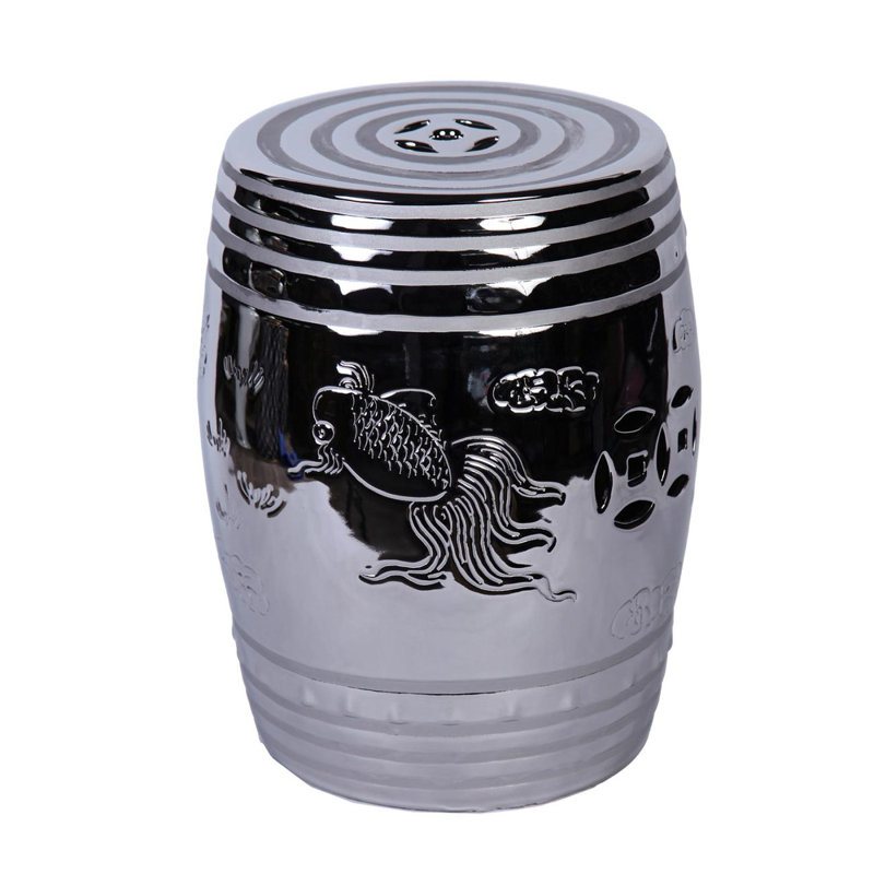 End Table With Etched Asian Design