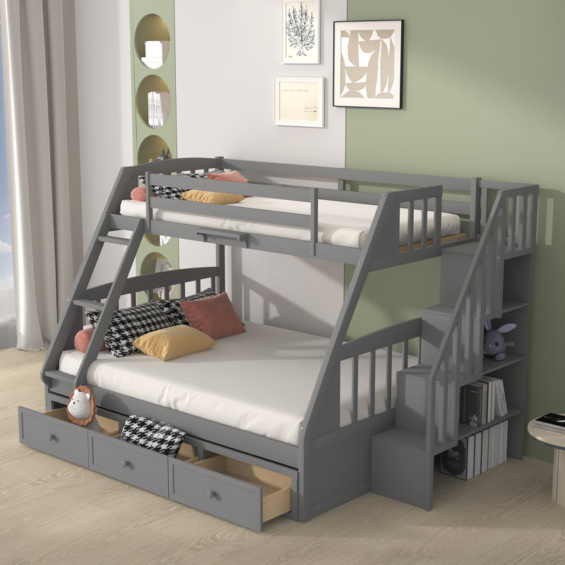 Lit superposé simple au-dessus de double Ignatuis Kids, gris