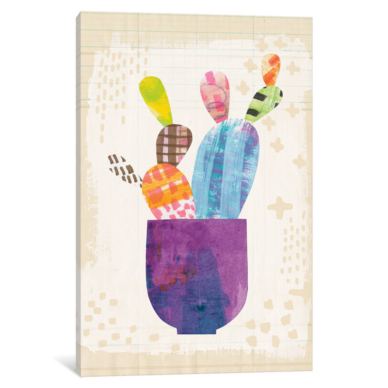 Cactus de collage iii. impression sur toile, H 60 po x l 40po x P 1,5 po