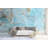 Marble Look Abstract Light Blue And Gold Removable Wallpaper-960393427