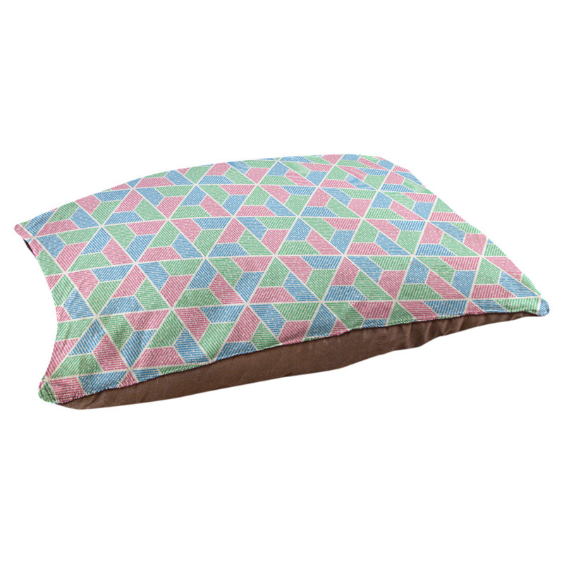 Coussin pour chien Byrge Trapezoids, Moyen (l 28 po x P 18 po x H 19,5 po), Vert/rose/bleu