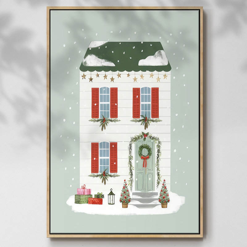 Festive Front Door IV - reproduction sur toile à cadre flottant, H 25 po x l 17 po x P 1,5 po, Naturel