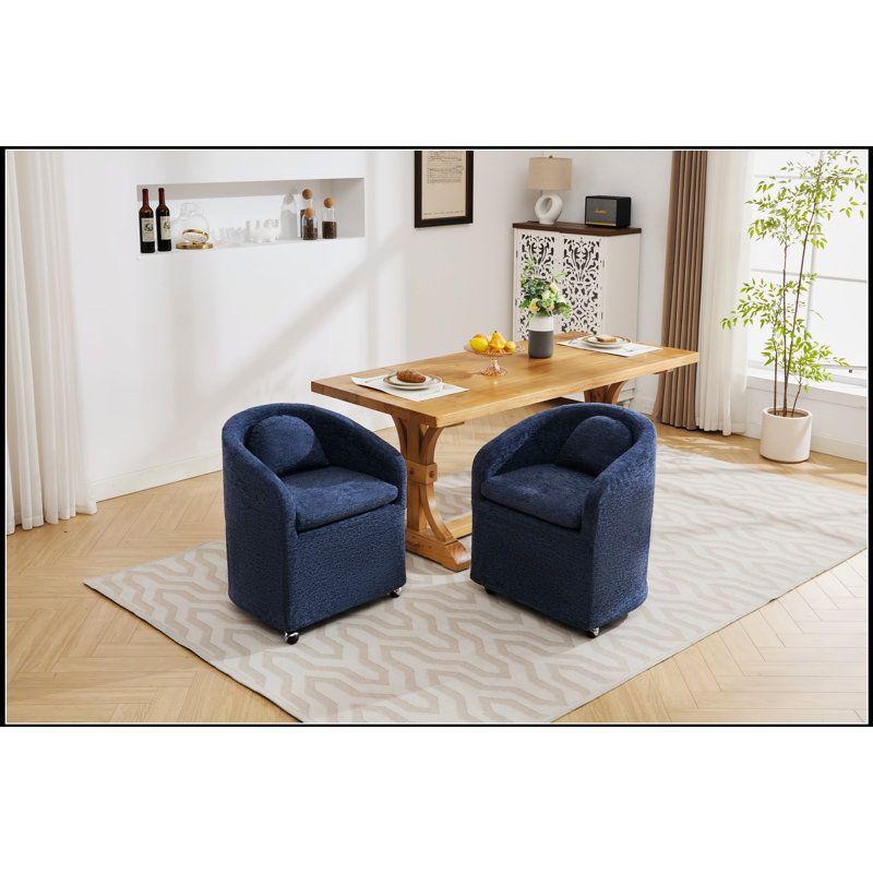 Fauteuil de salle à manger en chenille avec coussin de dossier et roues universelles pour plus de confort et de mobilité