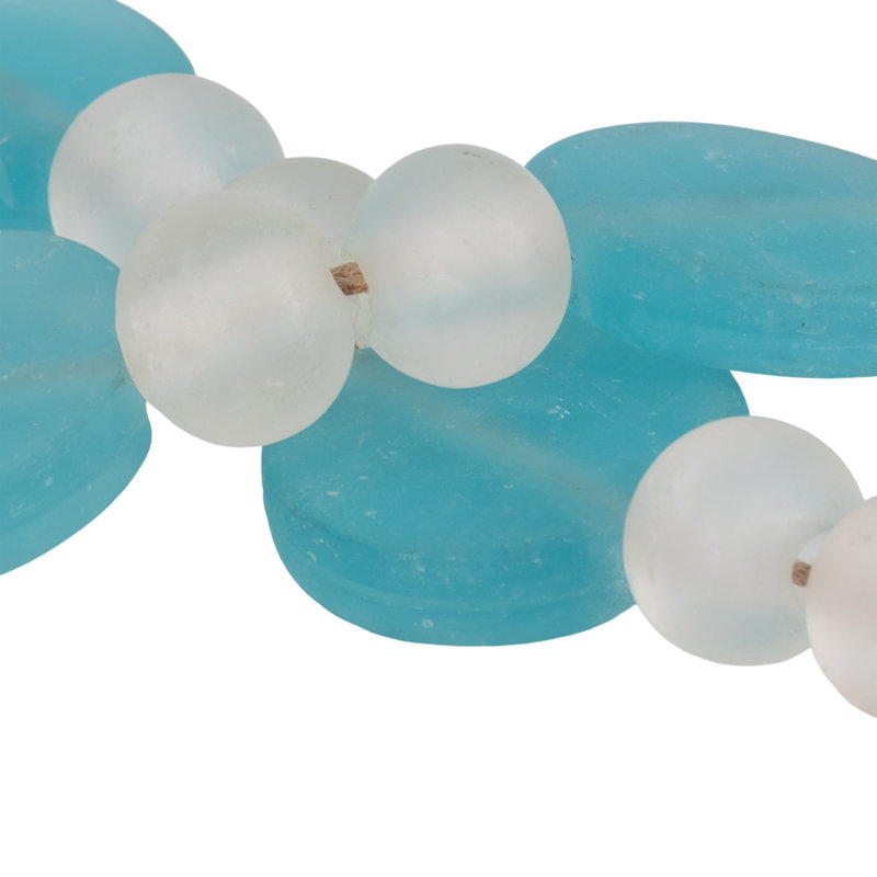 Perles décoratives en verre et en jute de style bord de mer pour le bureau d'une chambre à coucher - 2 po blanc, bleu, brun clair