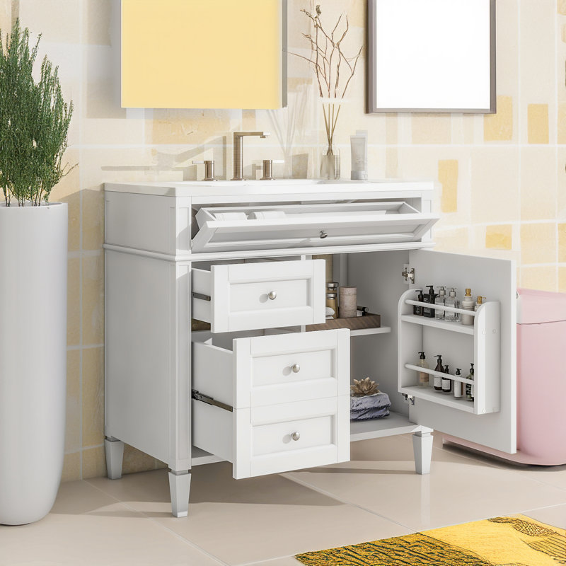 Base de meuble-lavabo simple 36 po seulement, Blanc