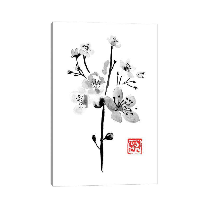 Sakura by Péchane - Painting on Canvas, Wrapped Canvas, 20.32 cm H x 30.48 cm W