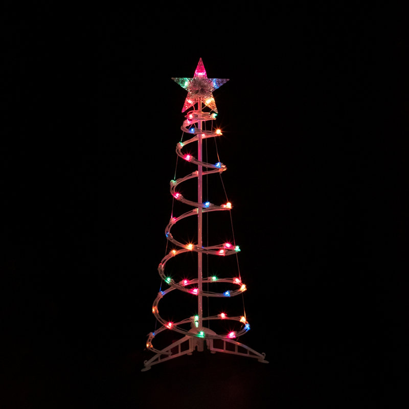 Ensemble de 2 arbres de Noël en forme de cône de Noël en spirale multicolores 4 pi, 6 pi