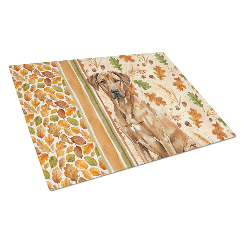 Rhodesian Ridgeback Heirloom Fall Glass Cutting Board