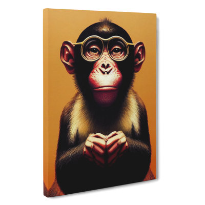 Monkey In Glasses No.2 - Wrapped Canvas