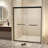 50-54" W × 72" H  Tempered Glass with Explosion Proof Film, Aluminum Frame Double Sliding Shower Door, "1/4 (6 mm), Stainless Steel handle, Matte Black-122517111