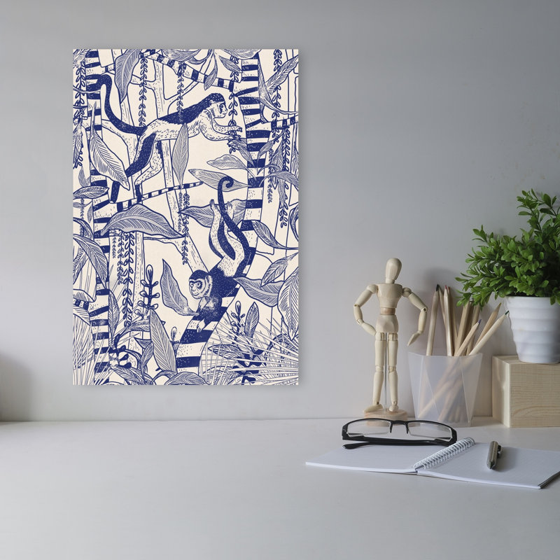 «Lived Jungle Monkeys», impression d'art mural de paysage de singe abstrait, 18" H x 12" W