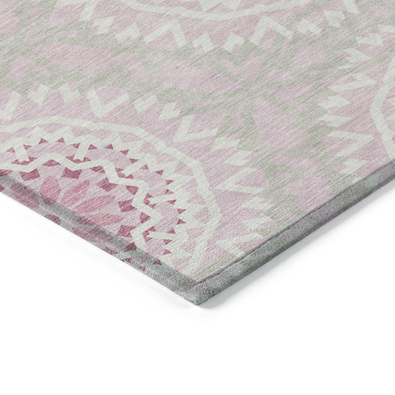 Tapis intérieur lavable à motif de médaillon ivoire 3 pi x 5 pi