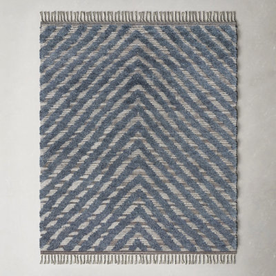 Benjamin Blue Hand-Knotted Chevron Rug
