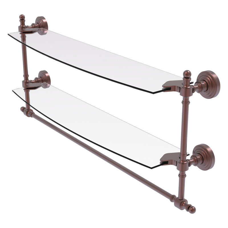 Retro Wave 2 Piece Tiered Shelf with Towel Bar, Antique Copper