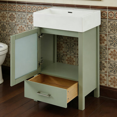 Meuble-lavabo avec lavabo simple, 1 tiroir et 1 porte