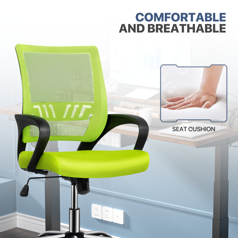 Chaise de bureau ergonomique, chaise de bureau en filet, chaise de travail roulante à hauteur réglable et support lombaire