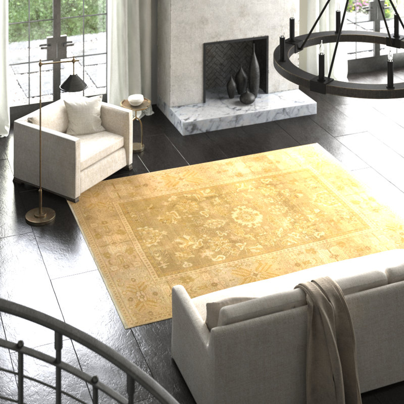 Gharni Wool Oriental Area Rug in Beige/Neutral/Taupe, Rectangle 8' x 10'