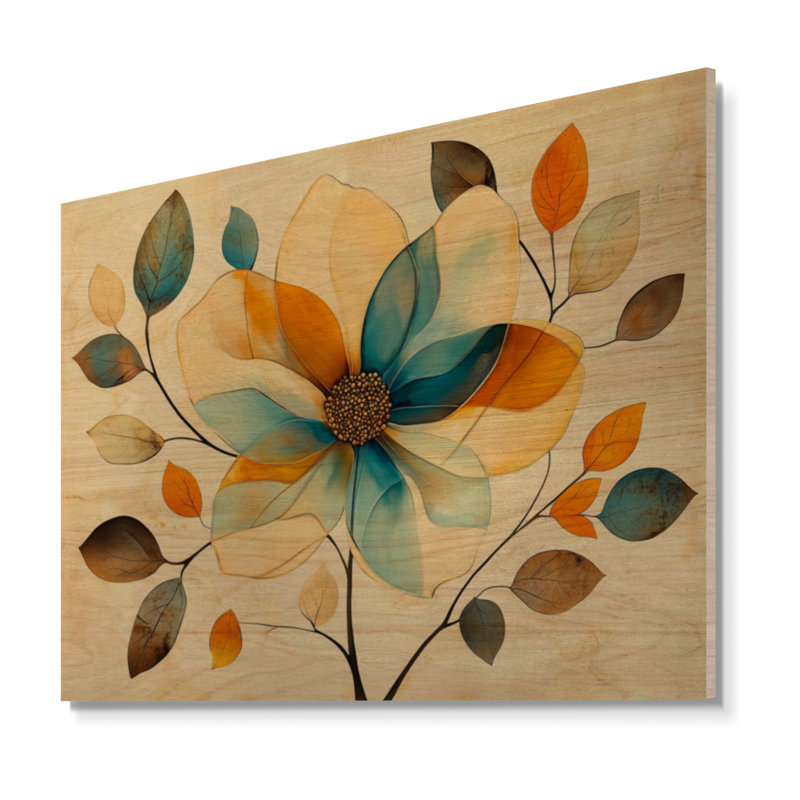 Fleur de pétale de bijou I - Décoration murale en bois à motif floral, H 24 po x l 32 po, Rectangulaire