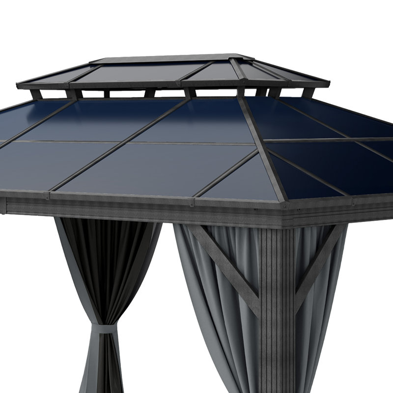 Balconera Polyethylene Double Roof with Aluminum Frame Patio Gazebo, 11.5 Ft. W x 10 Ft. D