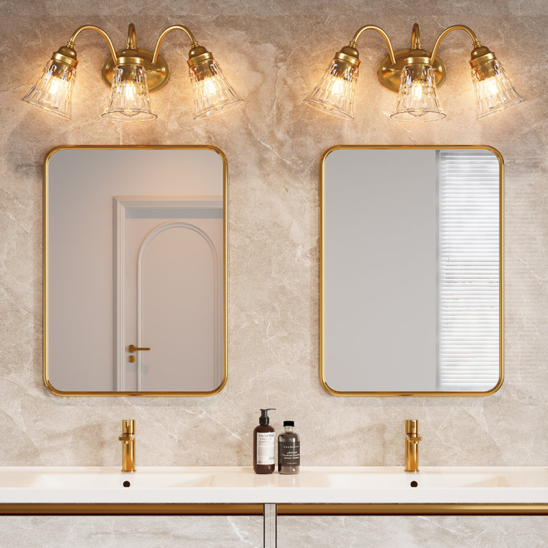 Éclairage de meuble-lavabo brossé 3 lumières, Nickel doré