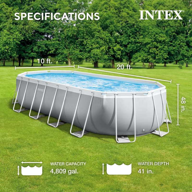 Intex Oval Frame Set Pool 48 H x , with Pump Included, 48" H x 240" W x 120" D