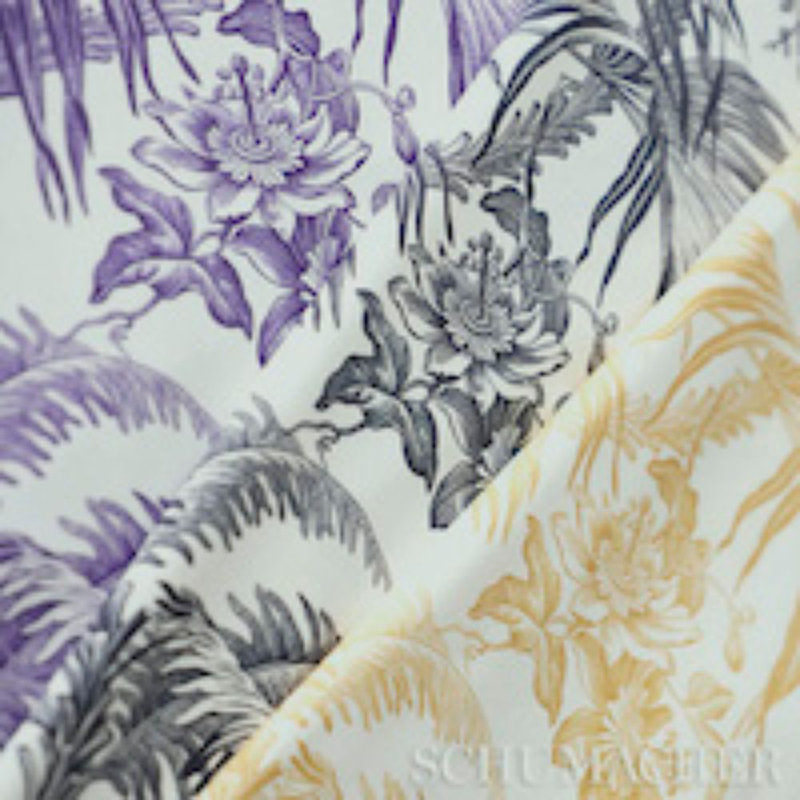 Schumacher x Jill Lasersohn Toile Tropique Fabric, Black