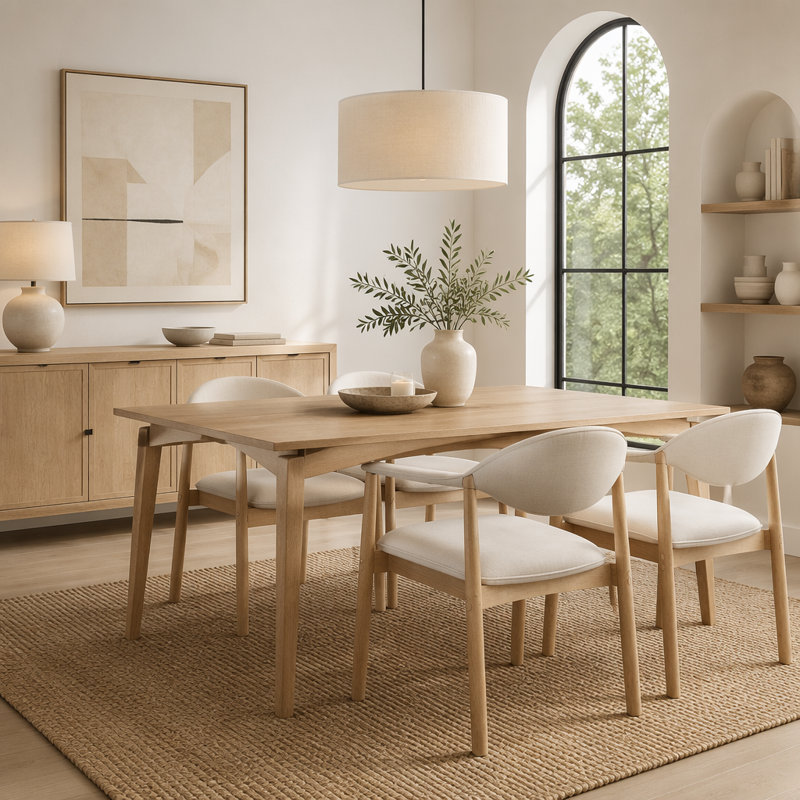 Ensemble de 2 chaises de salle à manger rembourrées Modern, Beige, Naturel