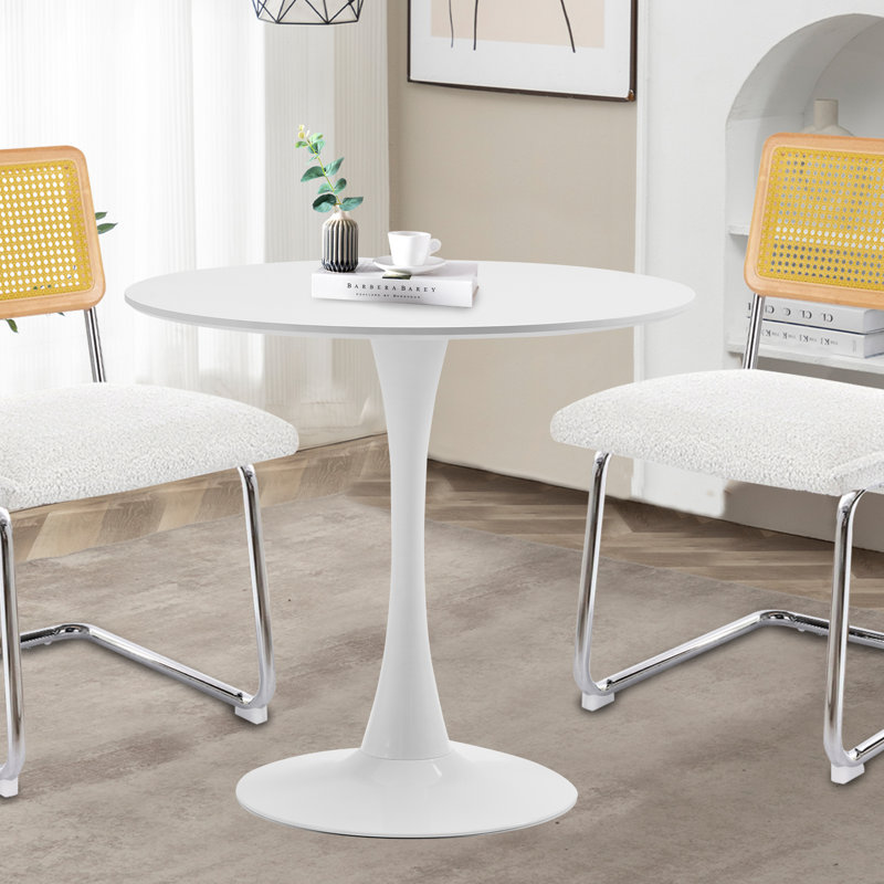 Table de salle à manger ronde, table de bar, Blanc, H 28,7 po x L 31,5 po x l 31,5 po