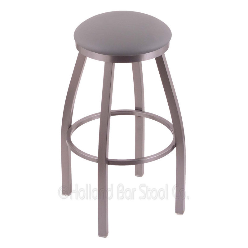 802 Misha Swivel Stool, Chrome, Vinyl-Canter Red, Bar Stool (30" Seat Height)