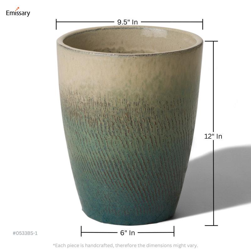 Bullet Ceramic Pot Planter, 12" H x 9.5" W x 9.5" D