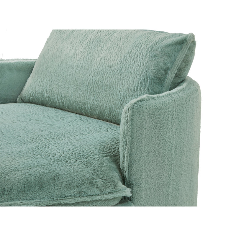 Canapé-lit rond 59 po en fausse fourrure, Vert