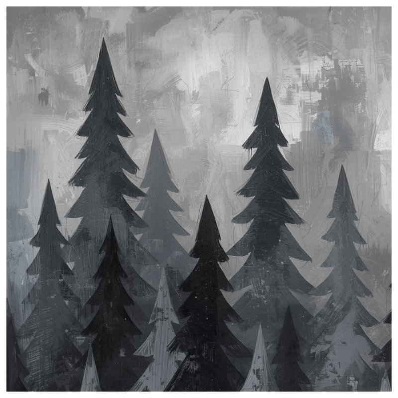 Gray Pine Tree Forest Blankets, 50in W x 60in H
