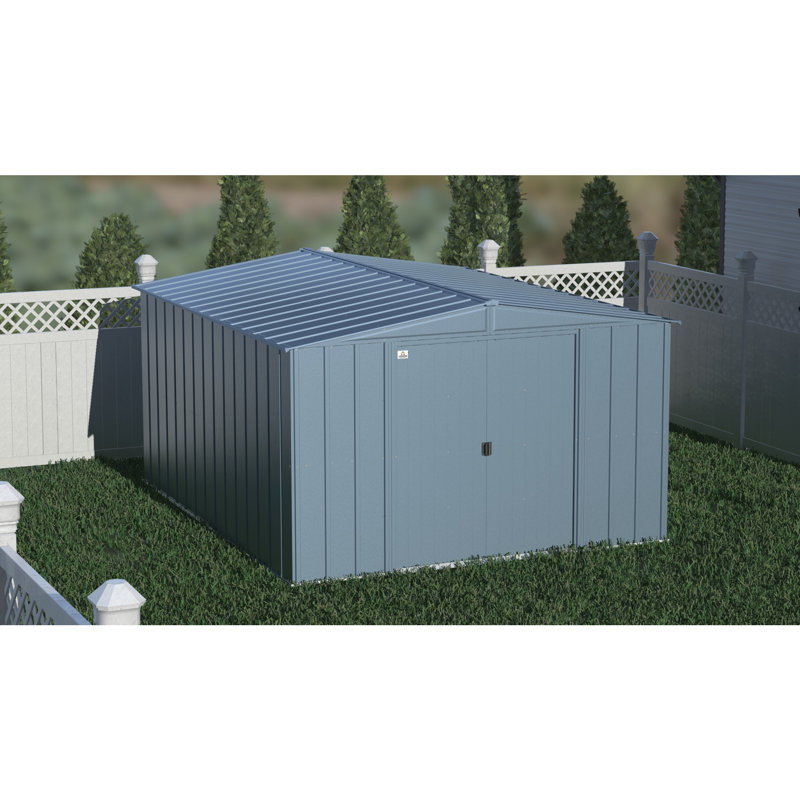 Classic 10' x 12' Blue Grey Galvanized Steel Storage Shed