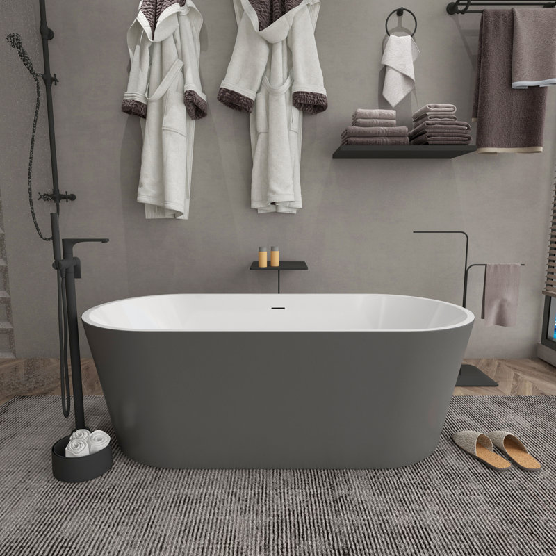 67'' x 31.5'' Free Standing Tub Acrylic Freestanding Bathtub Soaking Bath Tub A24 Bathroom Tub