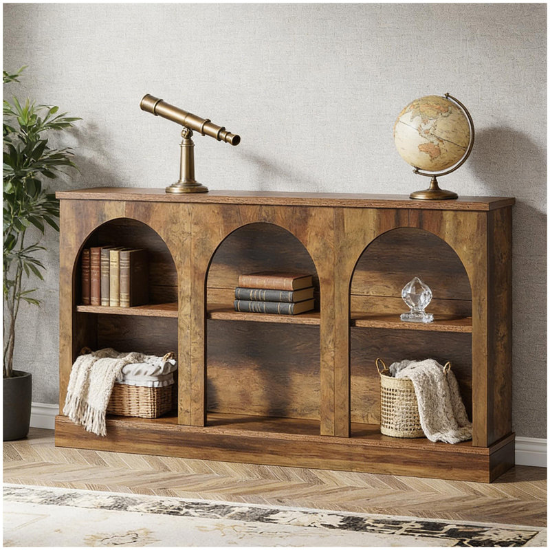 Table d'appoint rustique, table d'entrée pratique, console, Brun rustique