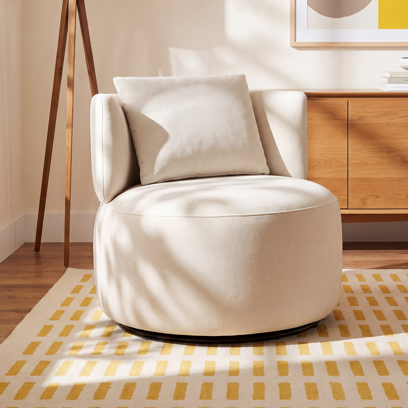 Belarus Swivel Accent Chair, Vesper Nature Velvet
