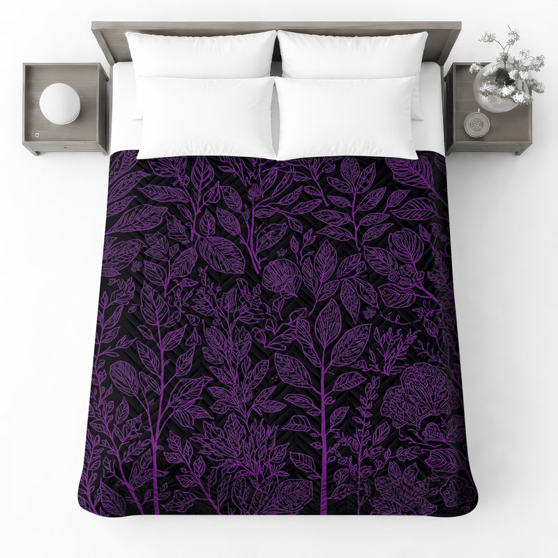 Couvre-lit matelassé mauve Botanical Illustration, Lit simple